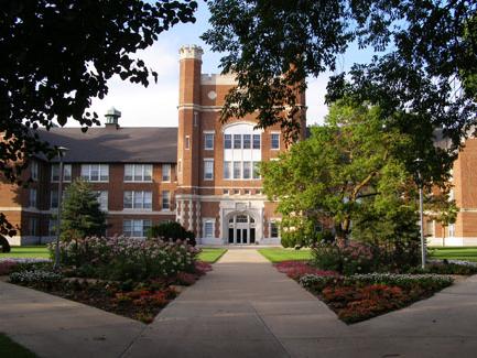 The Administration Building, a symbol of the campus for decades, was rebuilt and remodeled with one big omission.  The Deerwester Theater was not rebuilt.