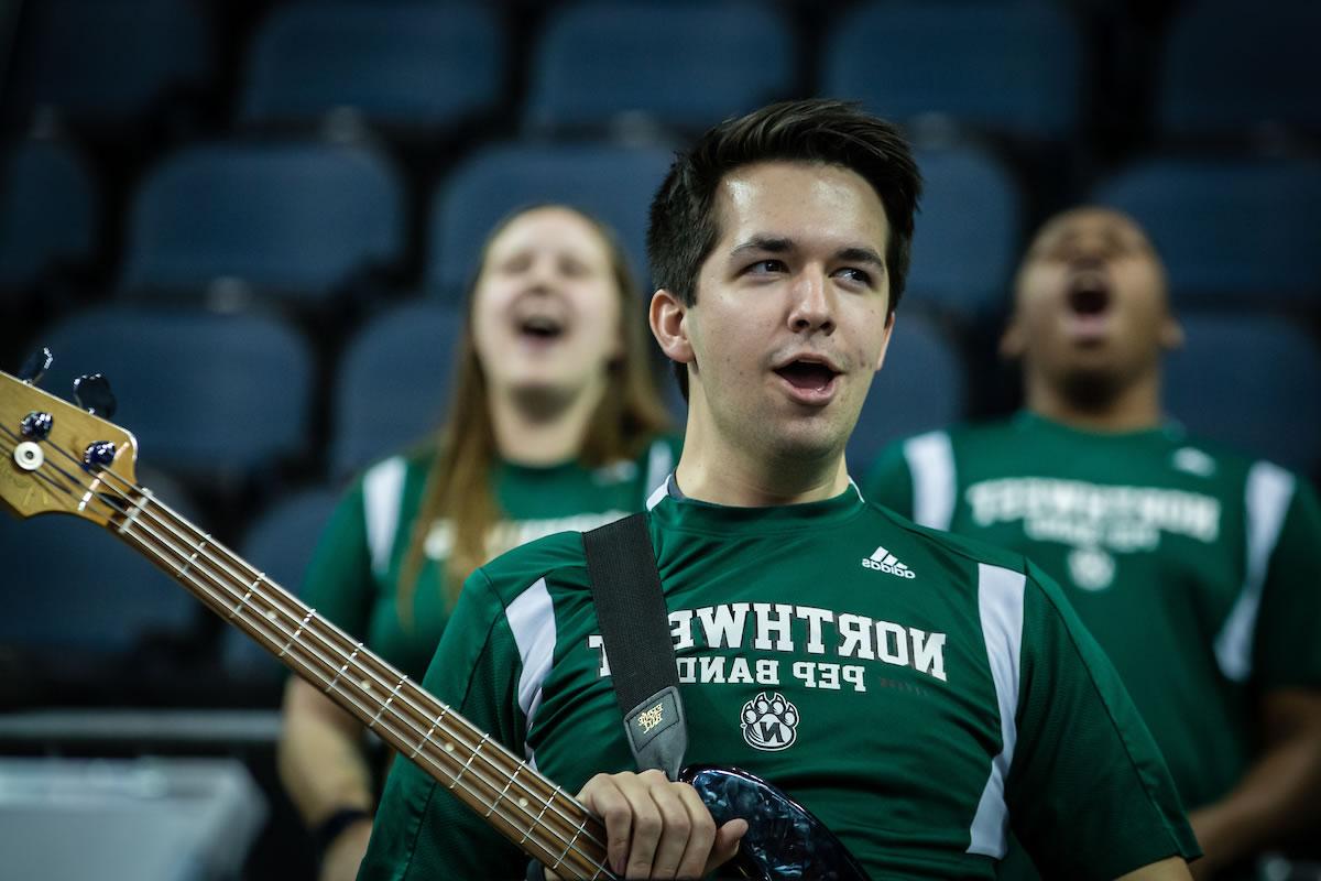 Pep band at the Men's Basketball National Championship vs Augusta University, spring 2022