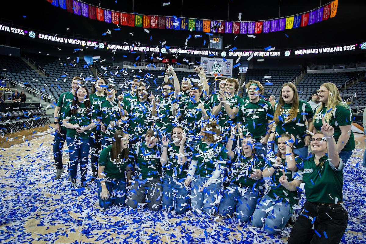 Pep band at the Men's Basketball National Championship vs Augusta University, spring 2022